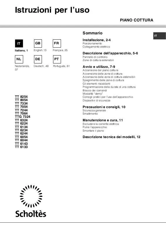 Mode d'emploi SCHOLTES TT 7064