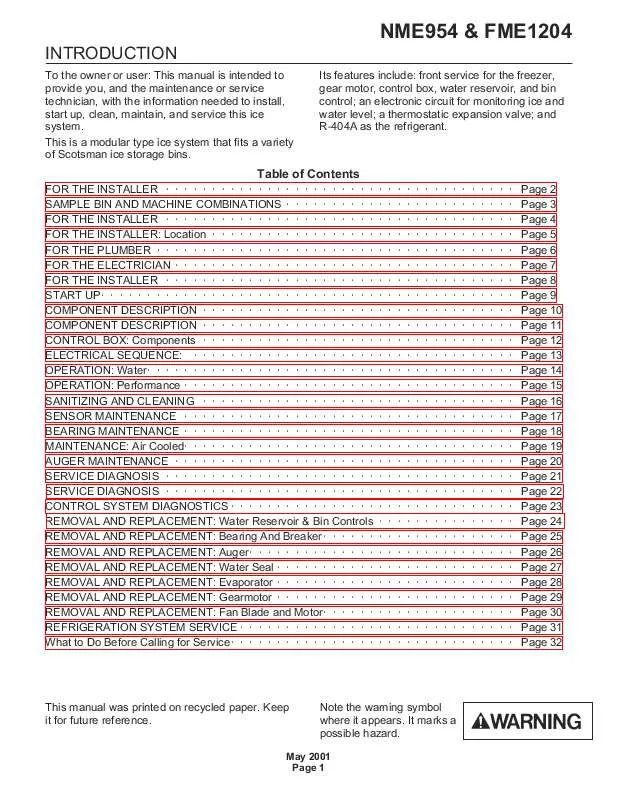 Mode d'emploi SCOTSMAN FME1204