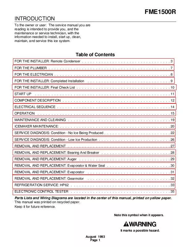 Mode d'emploi SCOTSMAN FME1500R