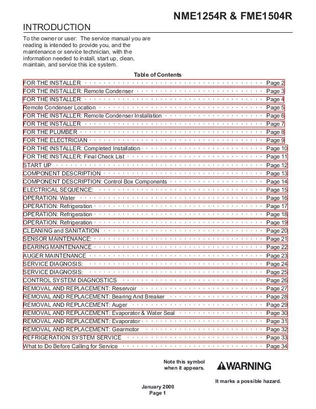 Mode d'emploi SCOTSMAN FME1504R