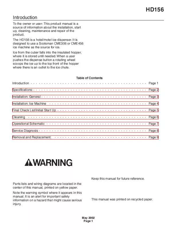 Mode d'emploi SCOTSMAN HD156