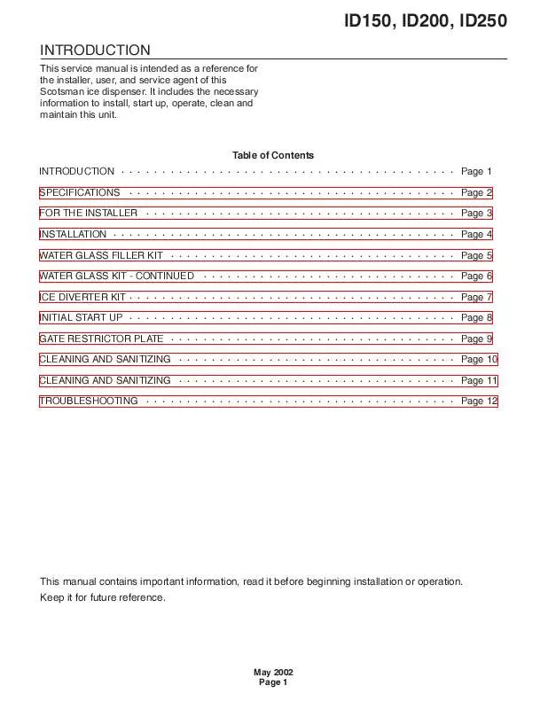 Mode d'emploi SCOTSMAN ID200