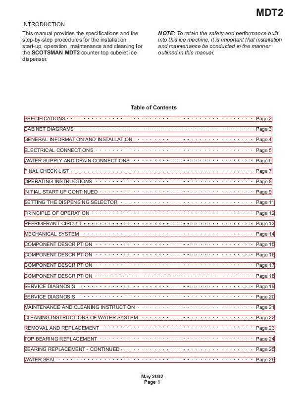 Mode d'emploi SCOTSMAN MDT2C12