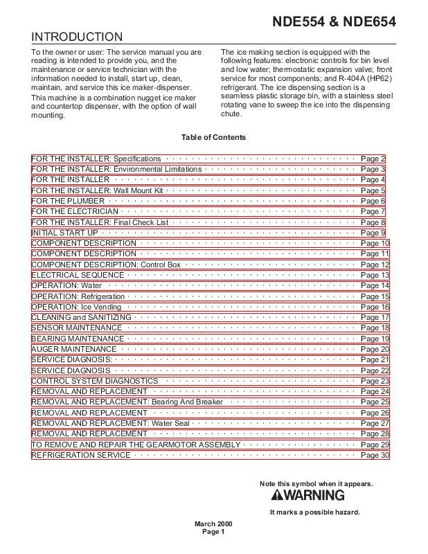 Mode d'emploi SCOTSMAN NDE654