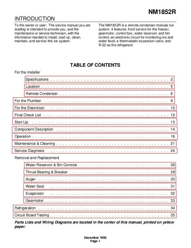 Mode d'emploi SCOTSMAN NM1852R