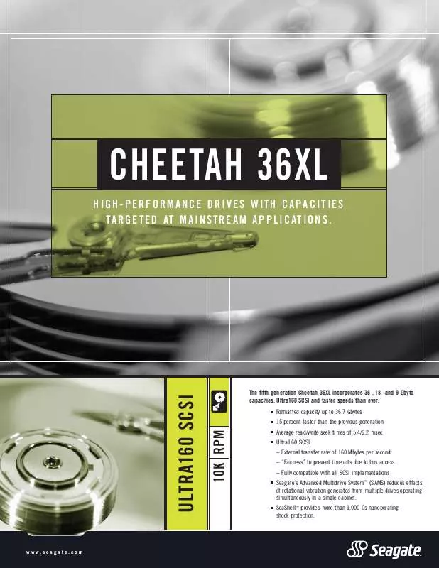 Mode d'emploi SEAGATE CHEETAH 36XL