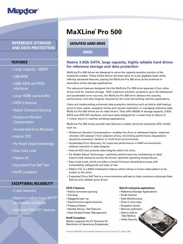 Mode d'emploi SEAGATE MAXLINE PRO 500