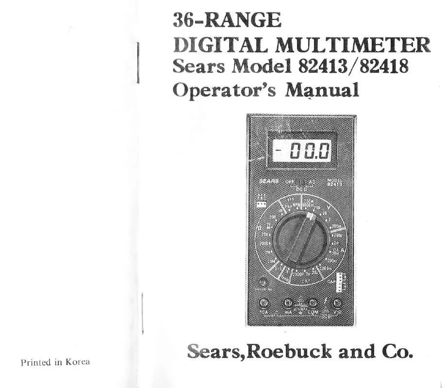 Mode d'emploi SEARS 82413