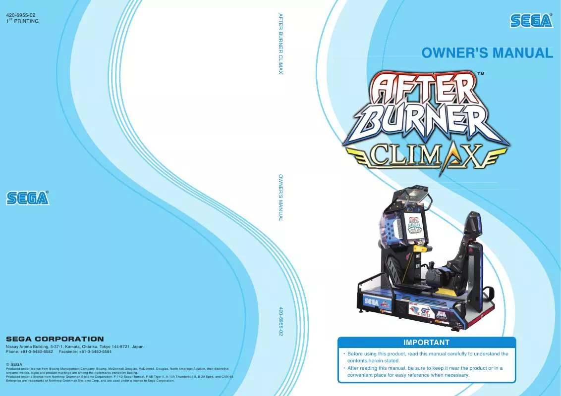 Mode d'emploi SEGA AFTER BURNER CLIMAX