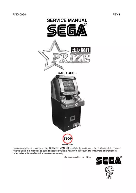 Mode d'emploi SEGA CASH CUBE CLUB KART PRIZE