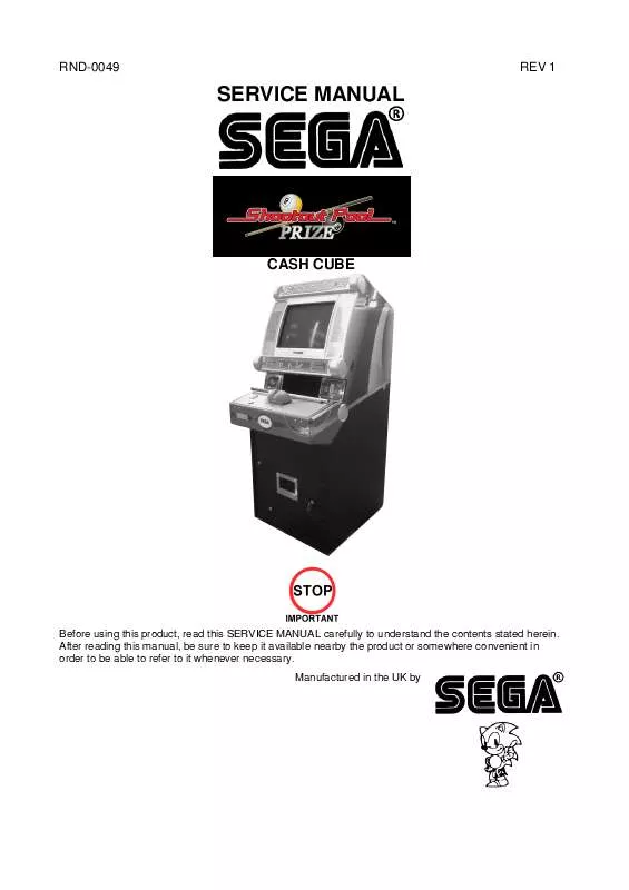 Mode d'emploi SEGA CASH CUBE SHOOTOUT POOL PRIZE