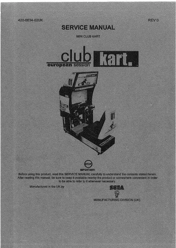 Mode d'emploi SEGA CLUB KART EUROPEAN