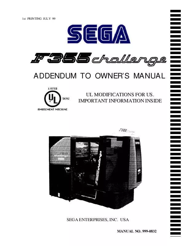 Mode d'emploi SEGA F355 CHALLENGE