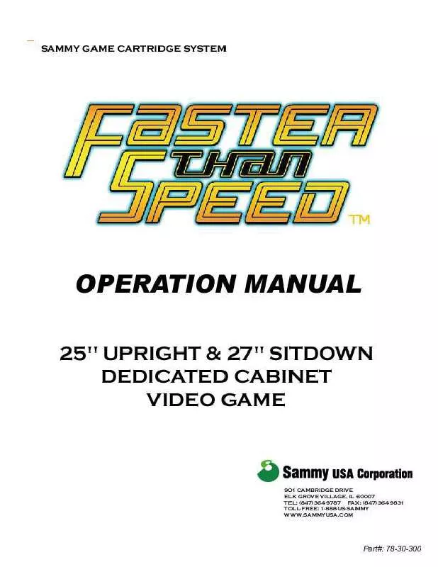 Mode d'emploi SEGA FASTER THAN SPEED