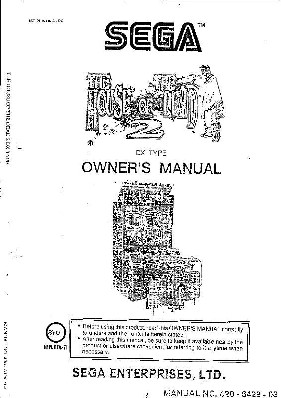 Mode d'emploi SEGA HOD2 DX