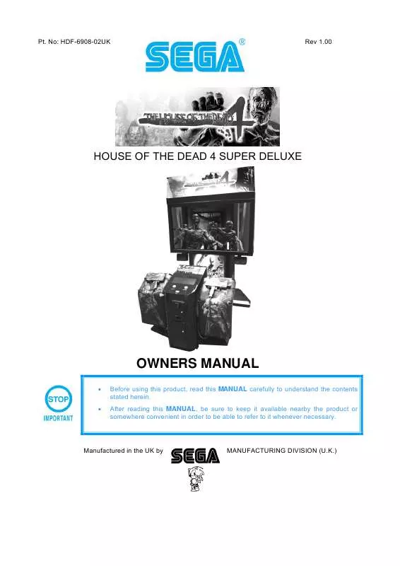 Mode d'emploi SEGA HOUSE OF THE DEAD 4