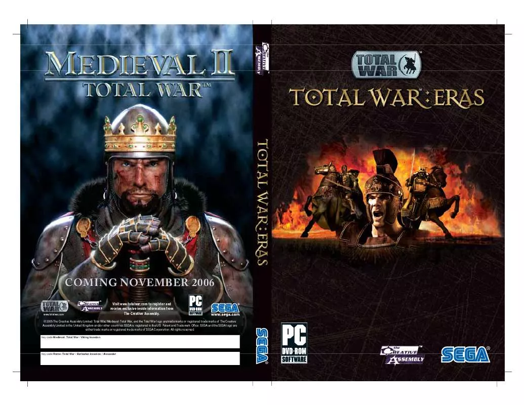 Mode d'emploi SEGA PC GAMES TOTAL WAR ERAS