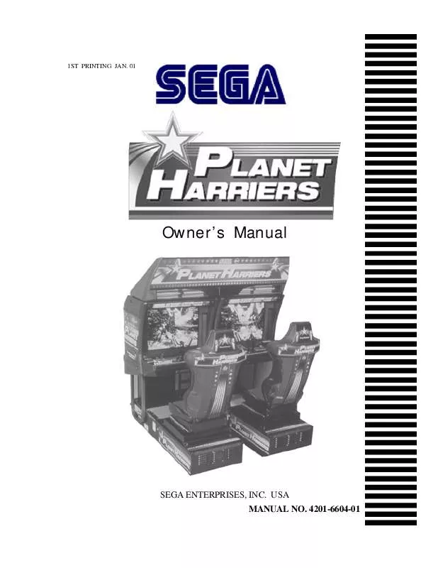 Mode d'emploi SEGA PLANET HARRIER