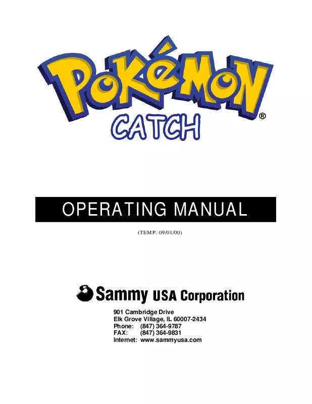 Mode d'emploi SEGA POKEMON CATCH