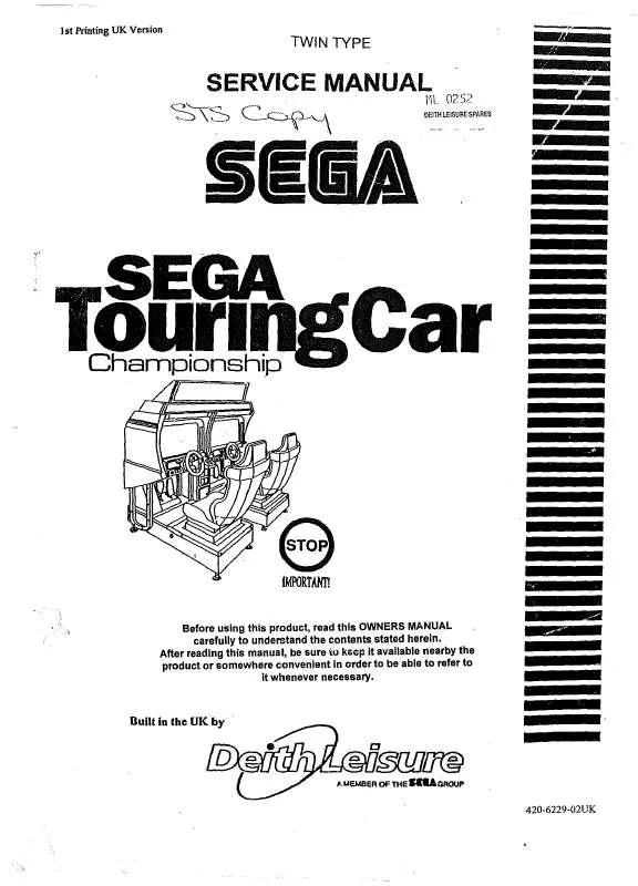 Mode d'emploi SEGA SEGA TOURING CARS