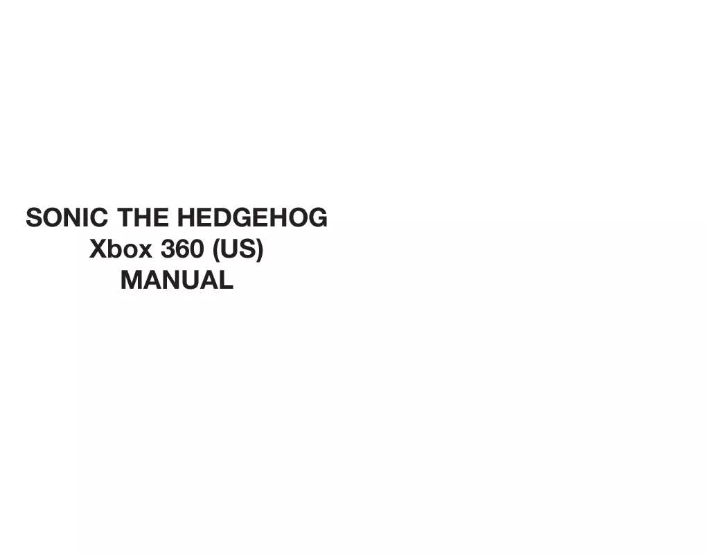 Mode d'emploi SEGA XBOX 360 GAMES SONIC THE HEDGEHOG
