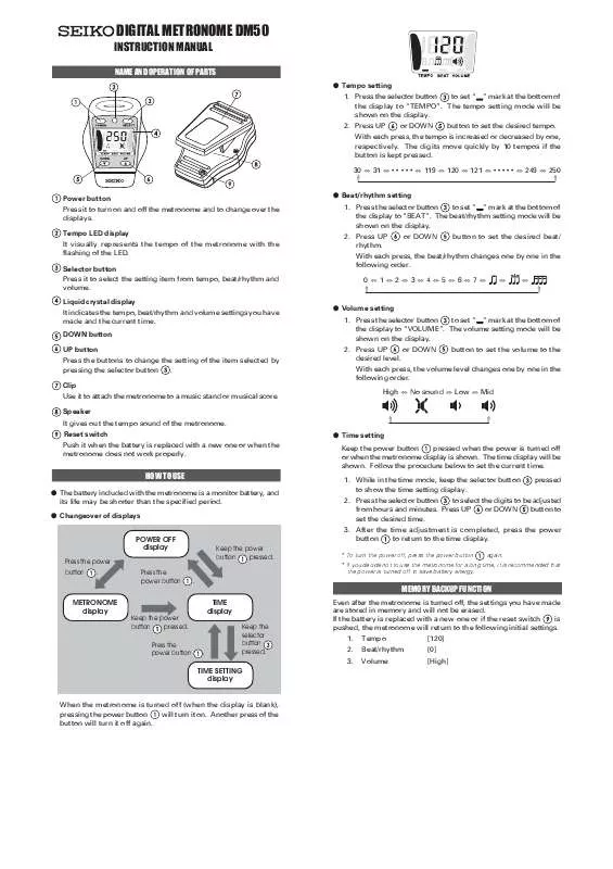 Mode d'emploi SEIKO DM50