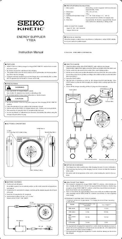 Mode d'emploi SEIKO KINETIC