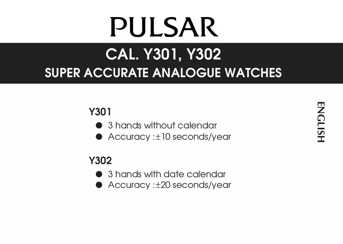 Mode d'emploi SEIKO PULSAR Y301