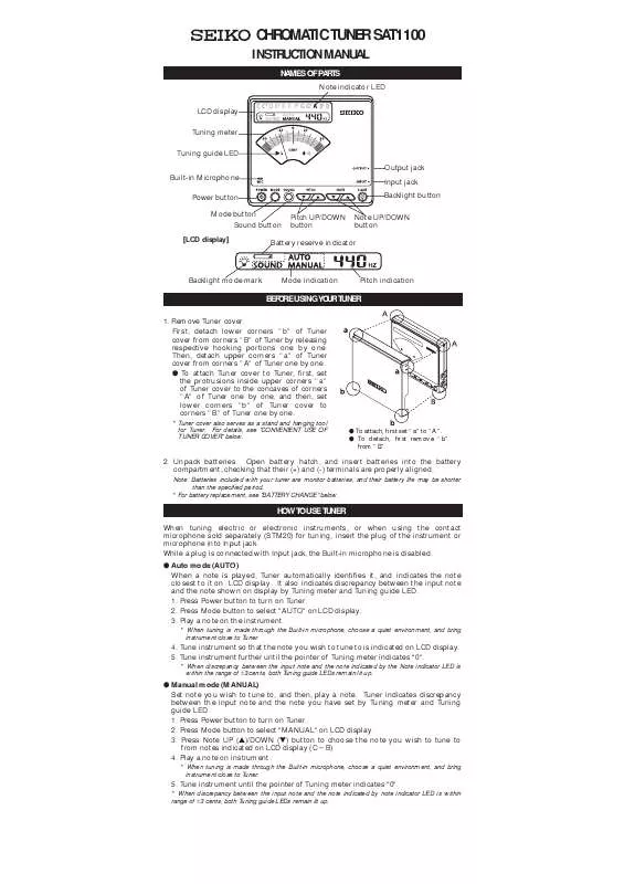 Mode d'emploi SEIKO SAT1100