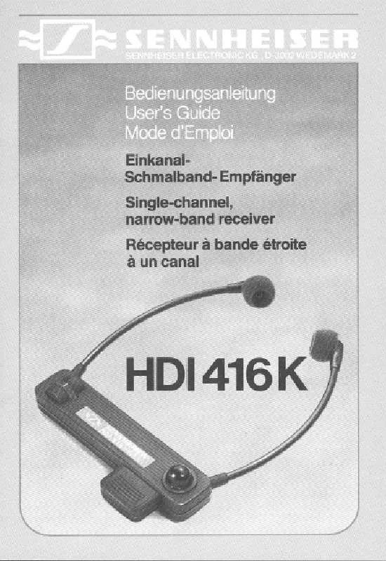 Mode d'emploi SENNHEISER HDI 416 K