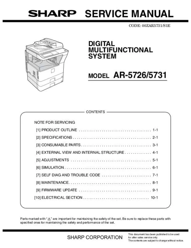 Mode d'emploi SHARP AR 5726