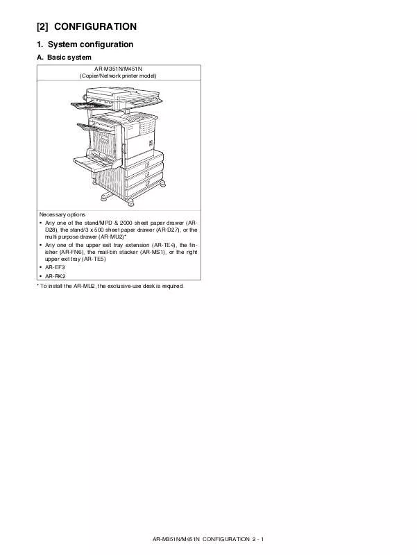 Mode d'emploi SHARP AR-M351N/451N