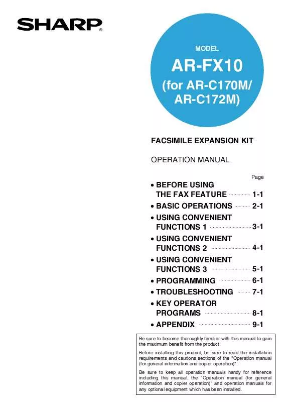 Mode d'emploi SHARP AR-C170