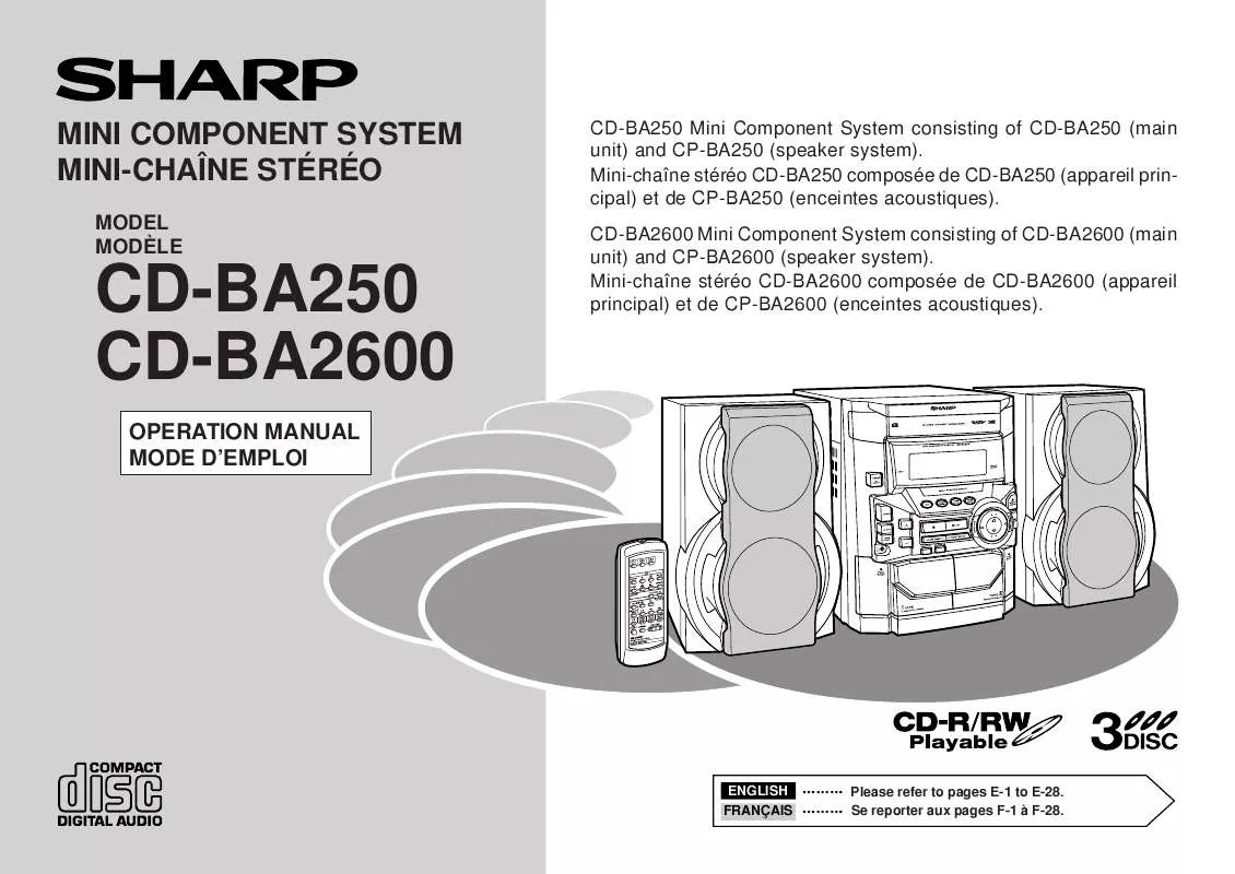 Mode d'emploi SHARP CD-BA250/BA2600