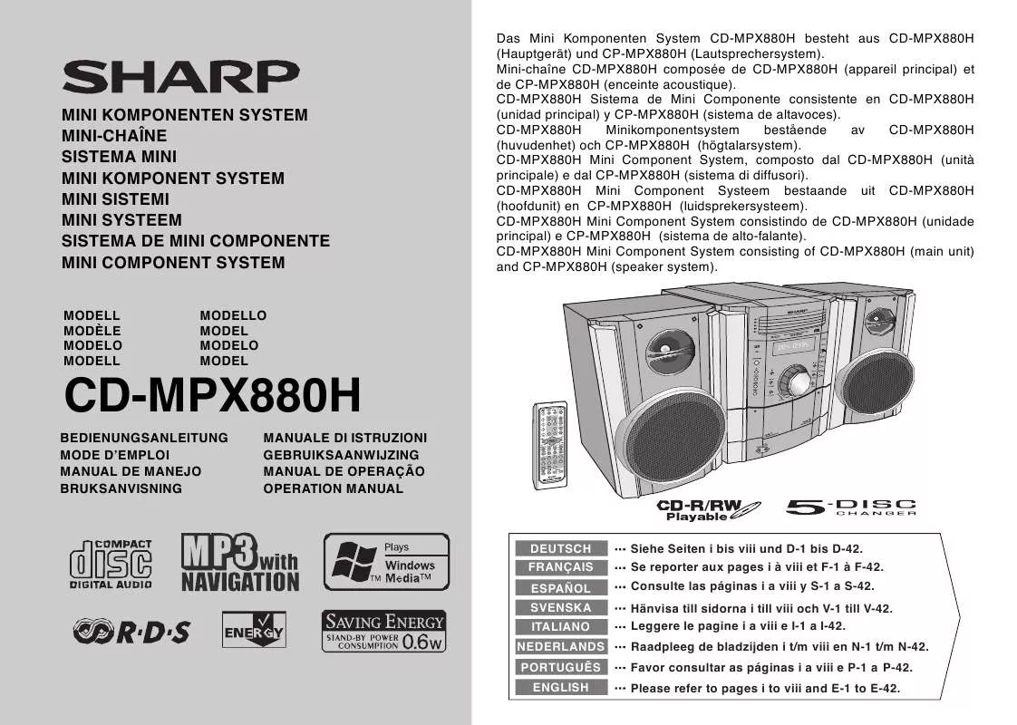 Mode d'emploi SHARP CD-MPX880H