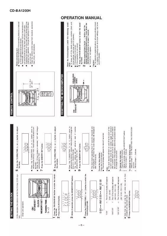 Mode d'emploi SHARP CDBA1200