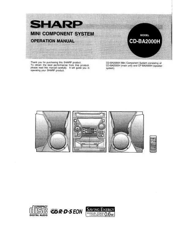 Mode d'emploi SHARP CDBA2000