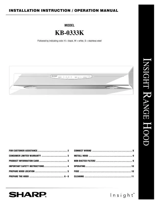 Mode d'emploi SHARP KB-0333KK