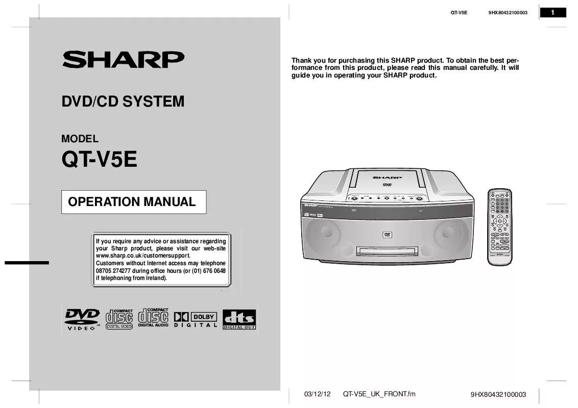 Mode d'emploi SHARP QTV5E