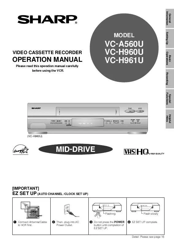 Mode d'emploi SHARP VC-A560U/H960U/H961U