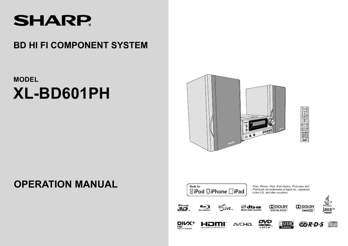 Mode d'emploi SHARP XL-BD601PH