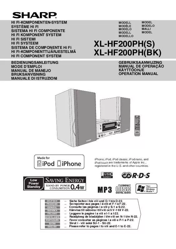 Mode d'emploi SHARP XL-(BK)