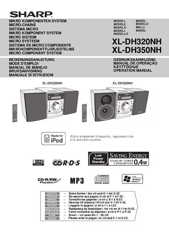 Mode d'emploi SHARP XL-DH320NH