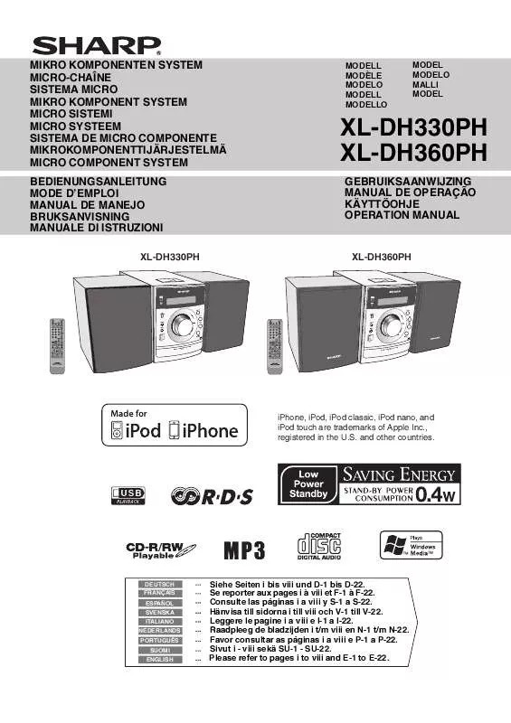 Mode d'emploi SHARP XL-DH360PH