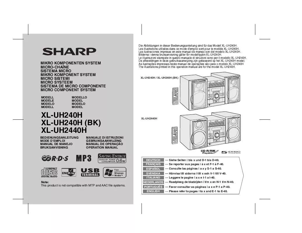 Mode d'emploi SHARP XL-UH2440H