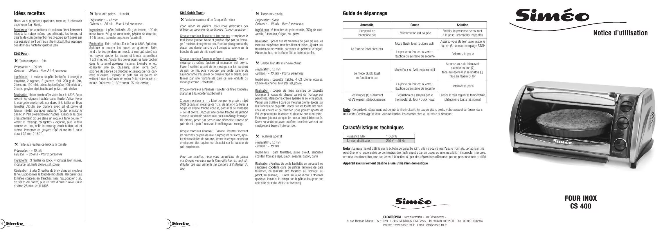 Mode d'emploi SIMEO CS400