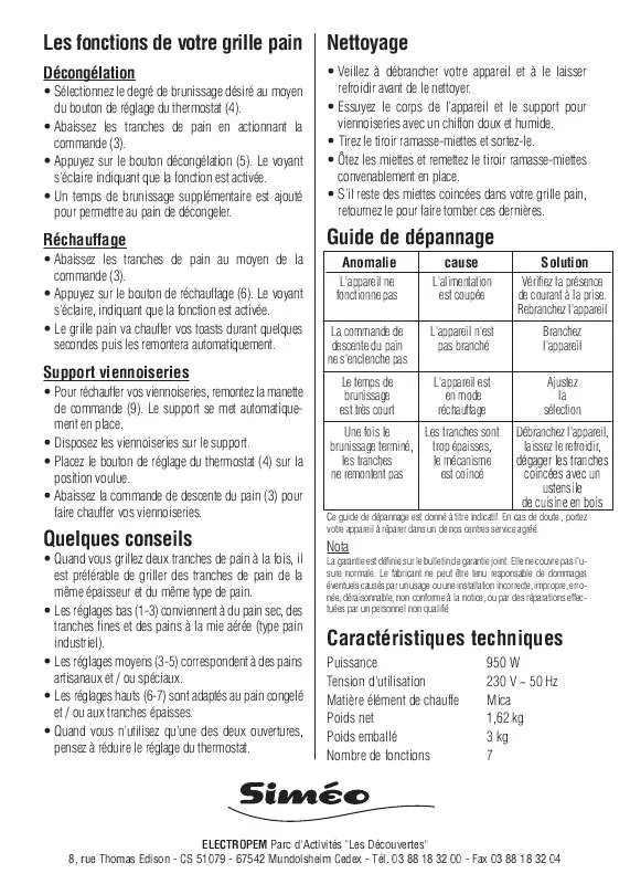 Mode d'emploi SIMEO DJ107