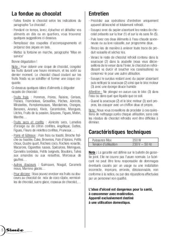 Mode d'emploi SIMEO FC260