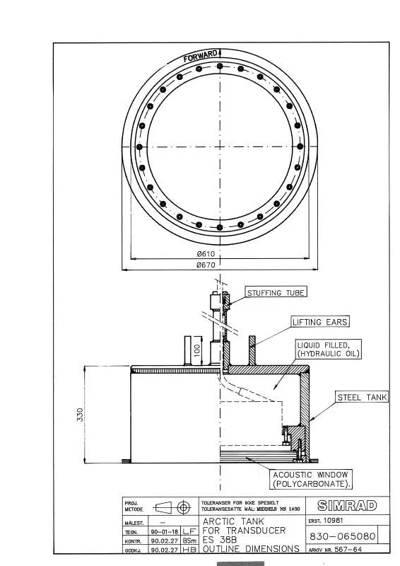 Mode d'emploi SIMRAD ARCTIC TANK OUTLINE DIMENSIONS