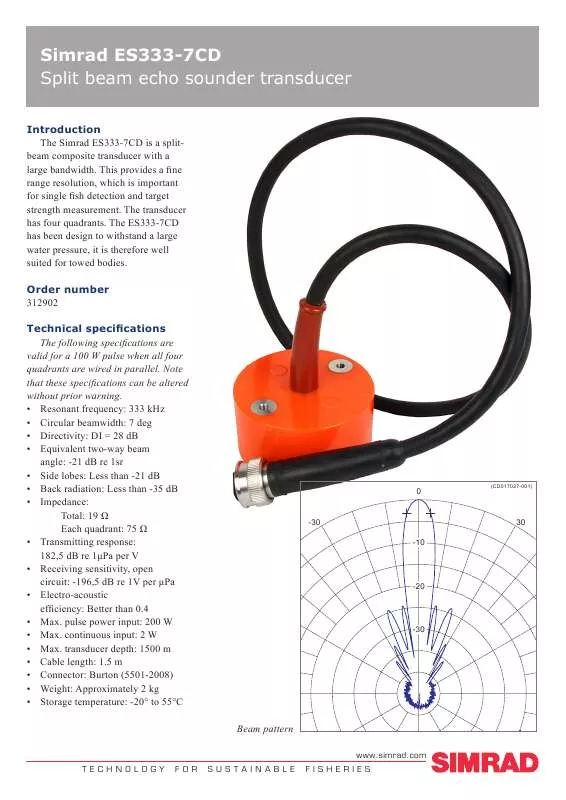 Mode d'emploi SIMRAD ES333-7CD